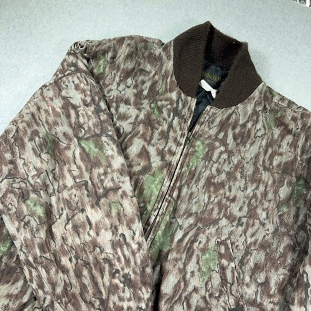 Vintage Liberty Hide N Pine Bomber Camo Hunting Jacket Mens XL Quilted Made USA